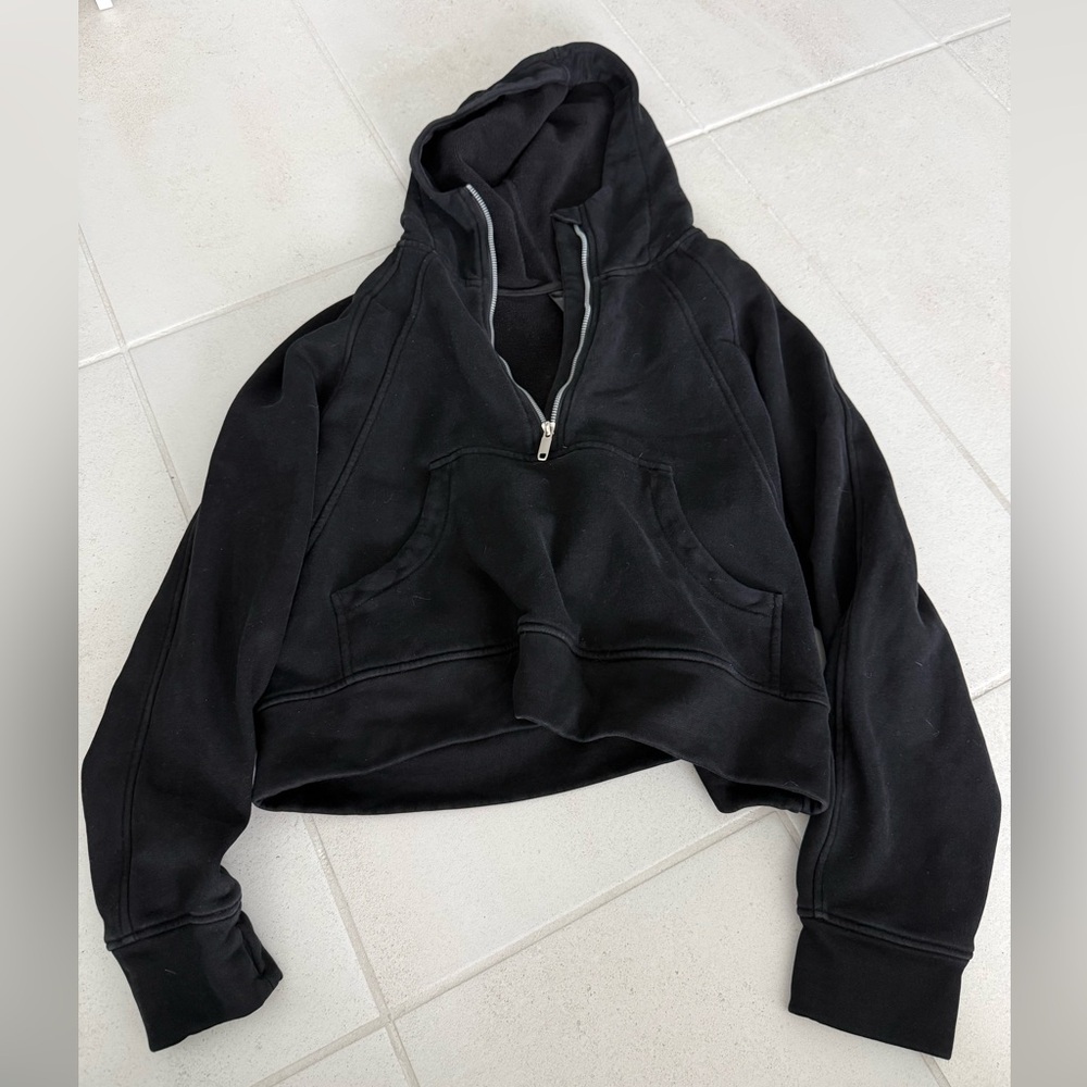 Black Half-Zip Cropped Hoodie